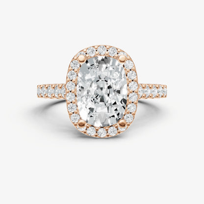 Old Miner Halo Solitaire Engagement Ring with Diamond Band