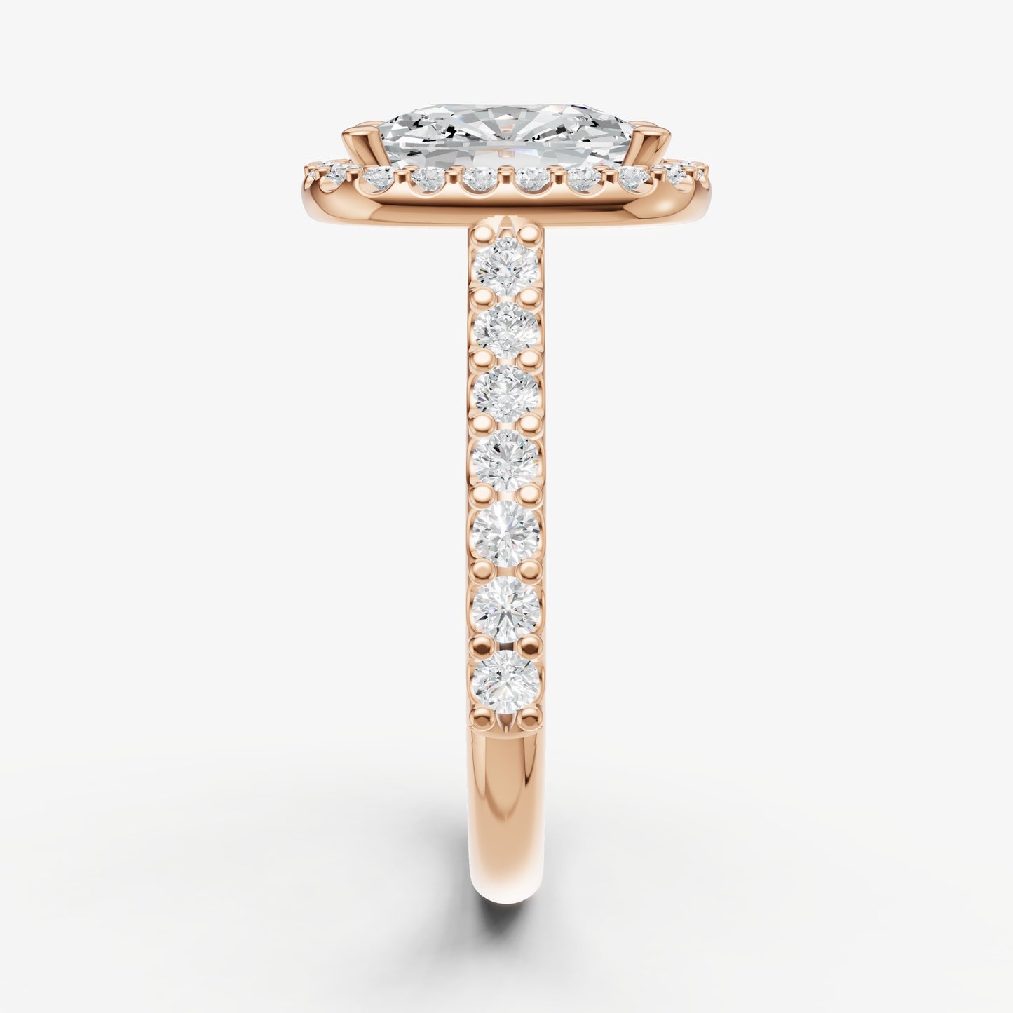 Old Miner Halo Solitaire Engagement Ring with Diamond Band