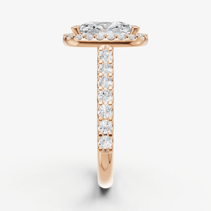 Old Miner Halo Solitaire Engagement Ring with Diamond Band