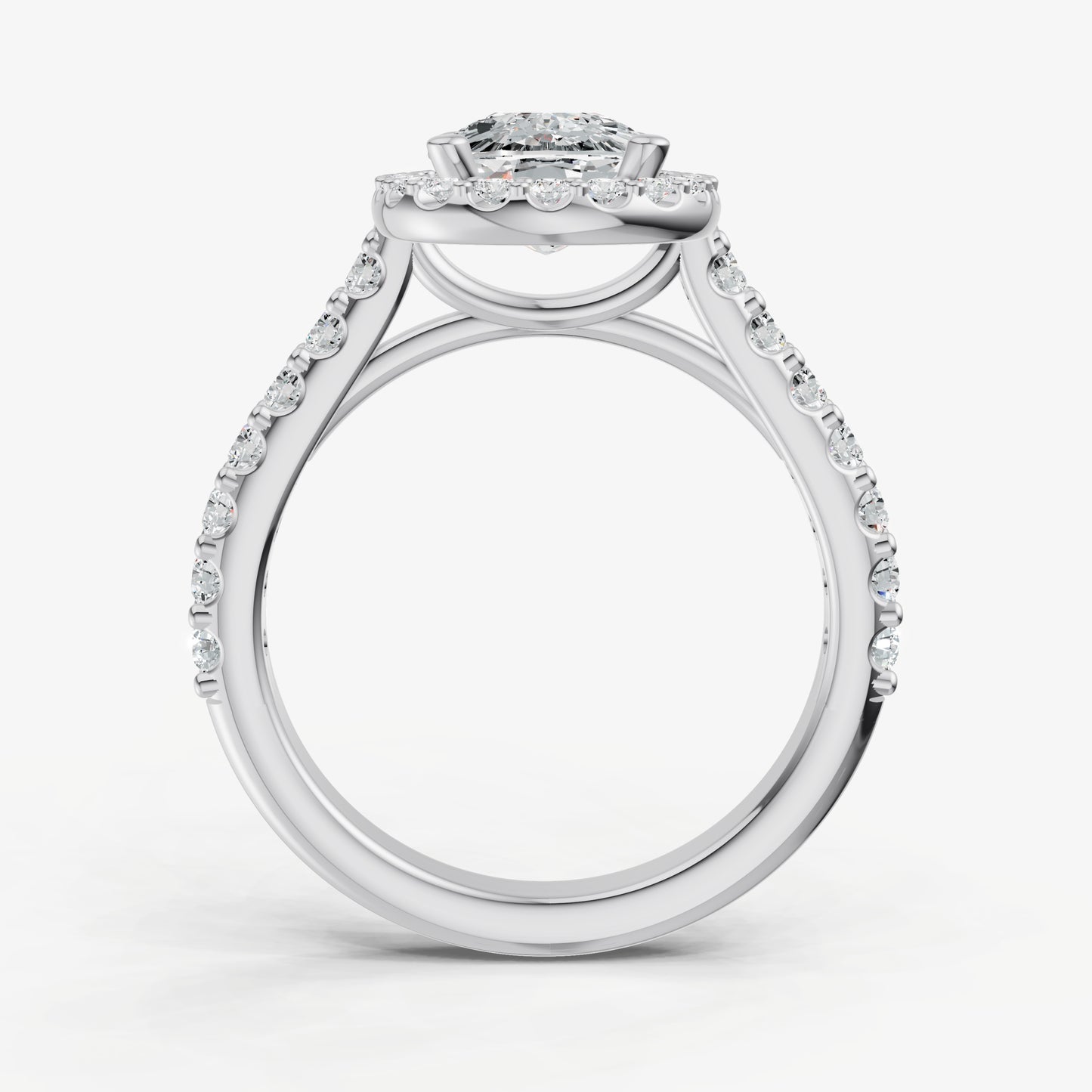 Old Miner Halo Solitaire Engagement Ring with Diamond Band