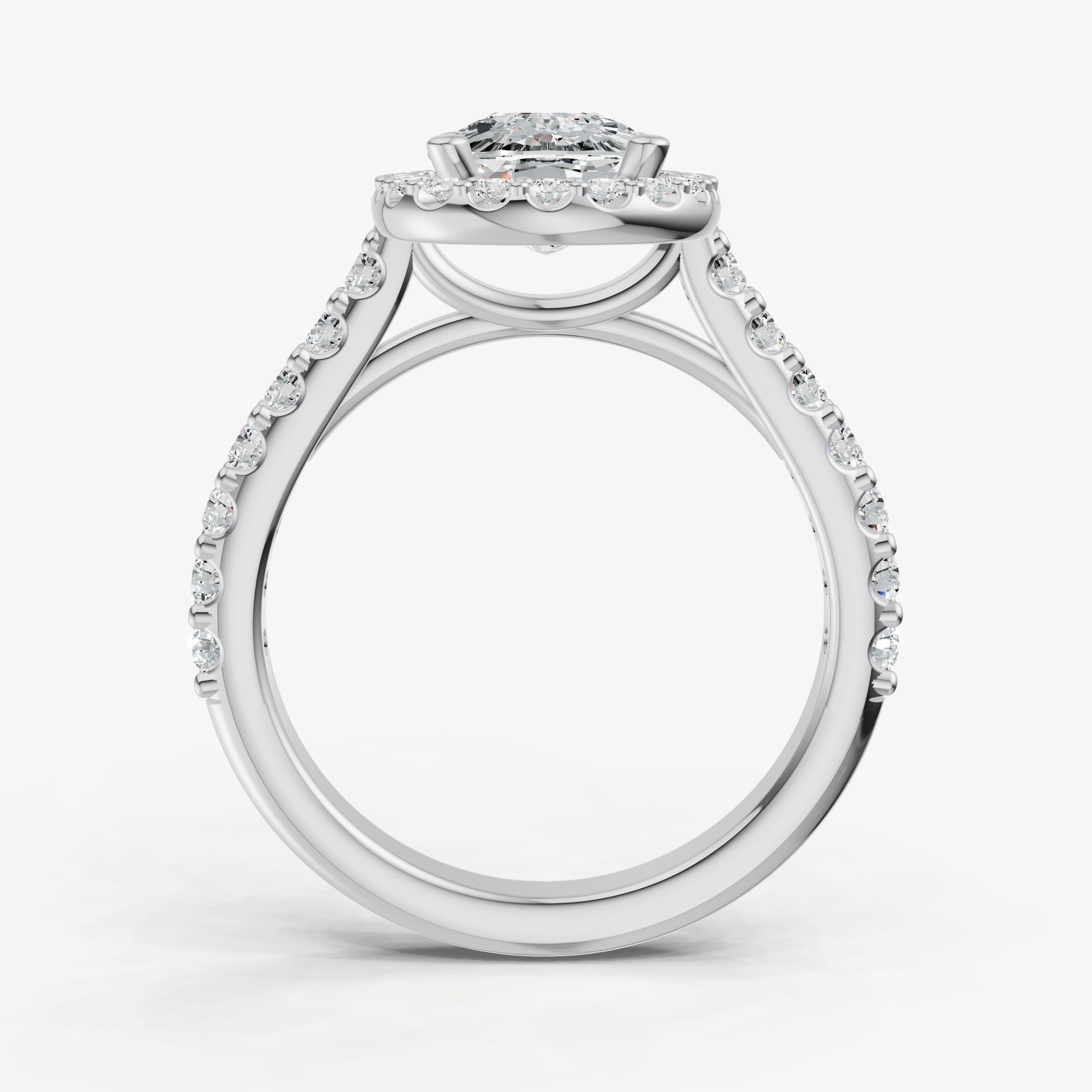 Old Miner Halo Solitaire Engagement Ring with Diamond Band