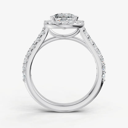 Old Miner Halo Solitaire Engagement Ring with Diamond Band