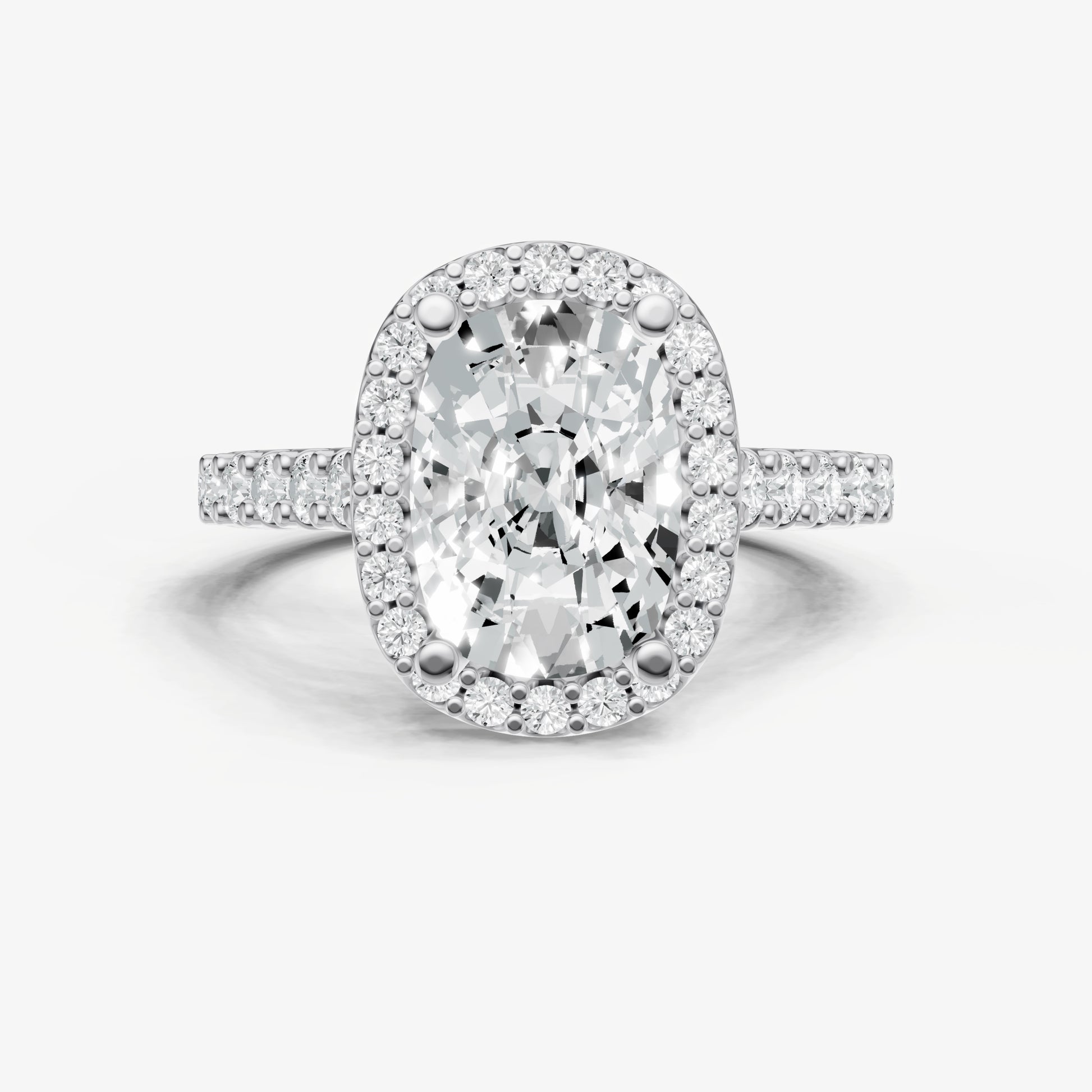 Old Miner Halo Solitaire Engagement Ring with Diamond Band