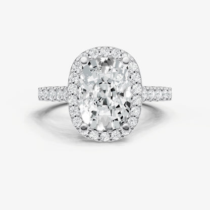 Old Miner Halo Solitaire Engagement Ring with Diamond Band