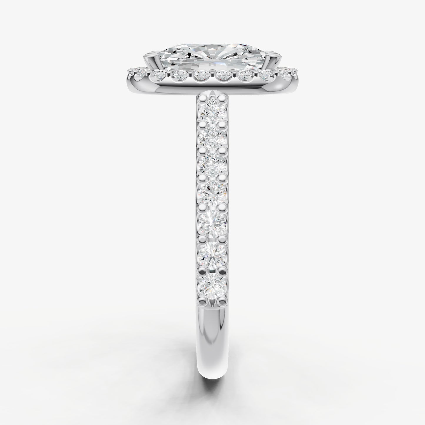 Old Miner Halo Solitaire Engagement Ring with Diamond Band