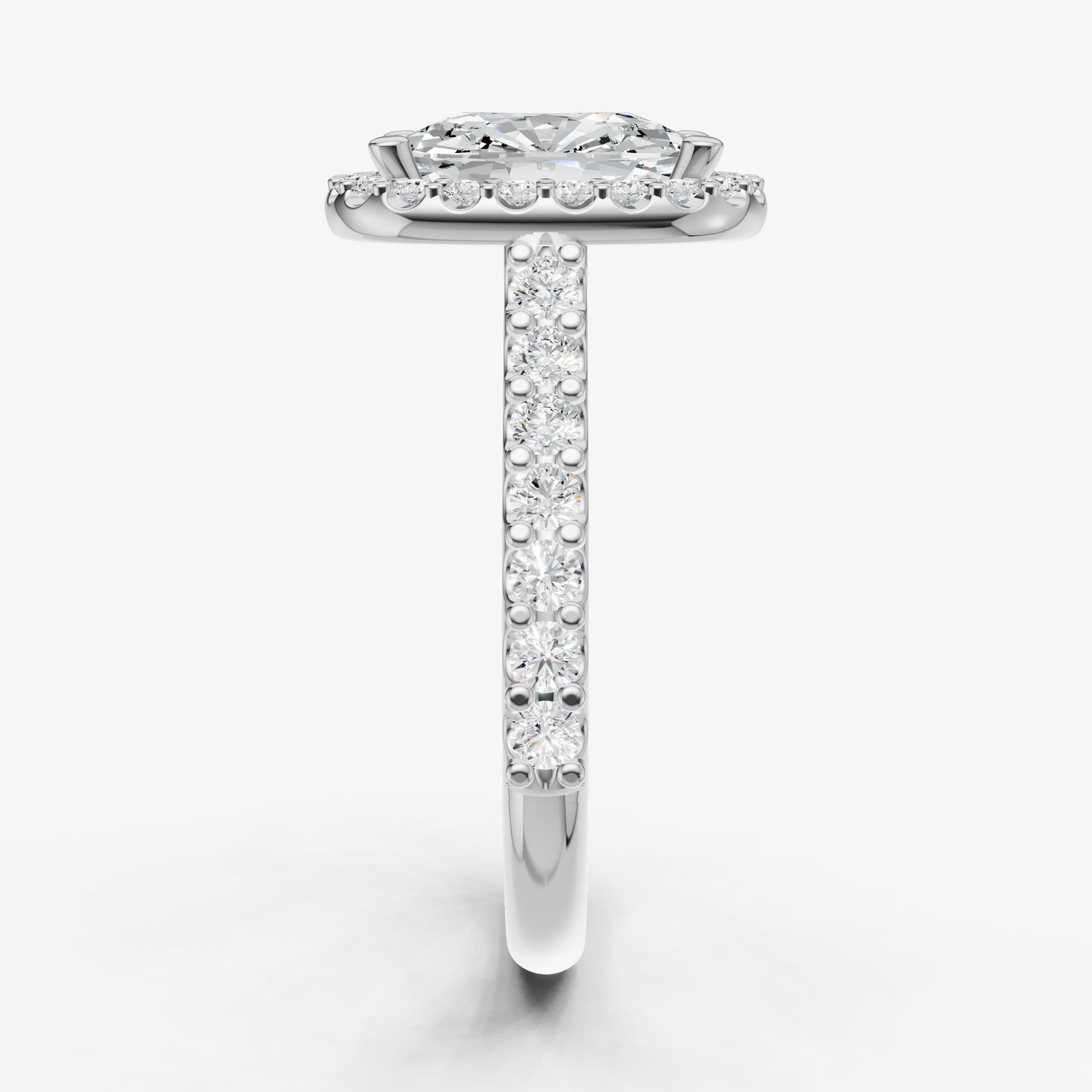 Old Miner Halo Solitaire Engagement Ring with Diamond Band
