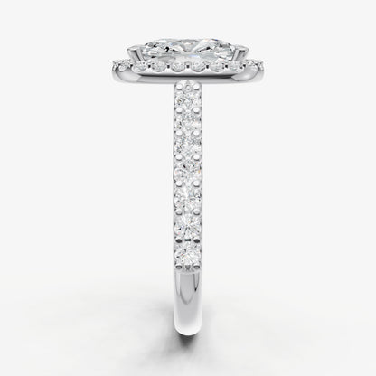 Old Miner Halo Solitaire Engagement Ring with Diamond Band