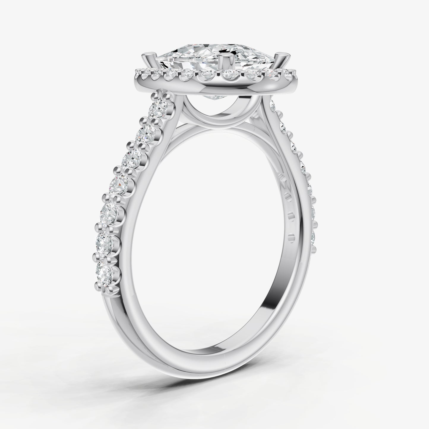 Old Miner Halo Solitaire Engagement Ring with Diamond Band