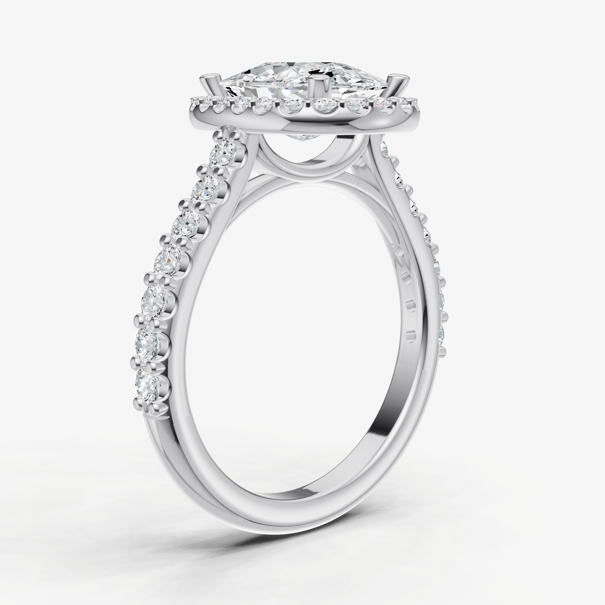 Old Miner Halo Solitaire Engagement Ring with Diamond Band