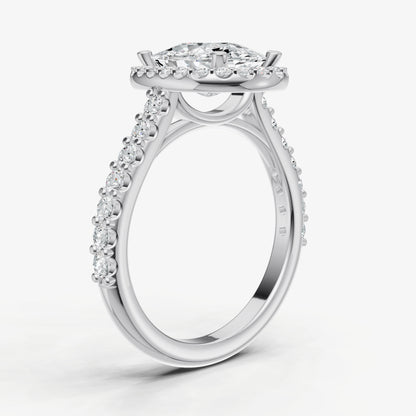 Old Miner Halo Solitaire Engagement Ring with Diamond Band