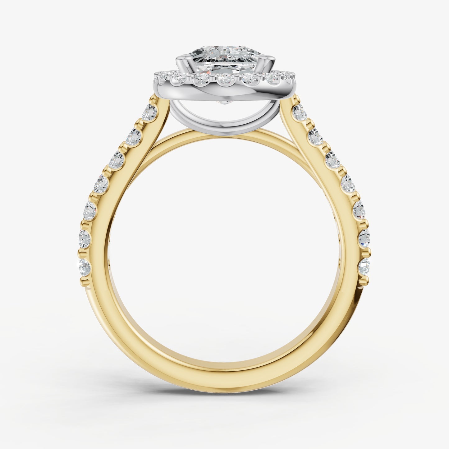 Old Miner Halo Solitaire Engagement Ring with Diamond Band