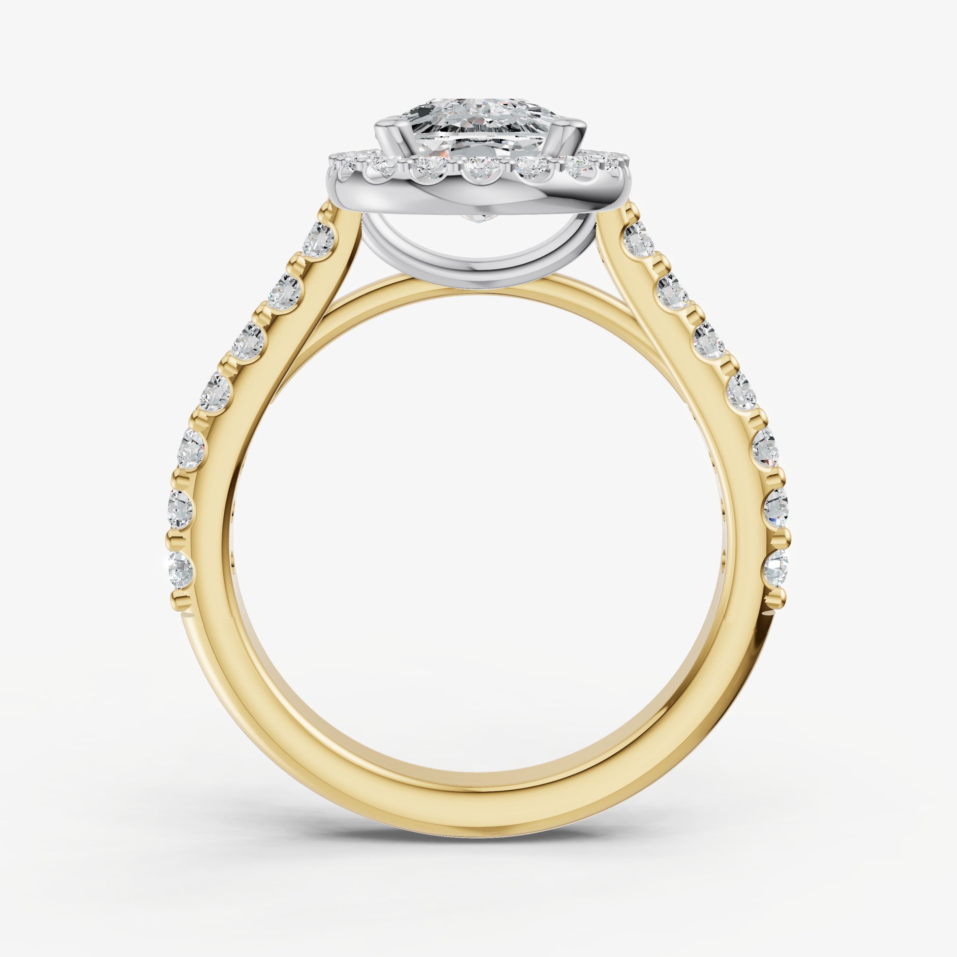 Old Miner Halo Solitaire Engagement Ring with Diamond Band