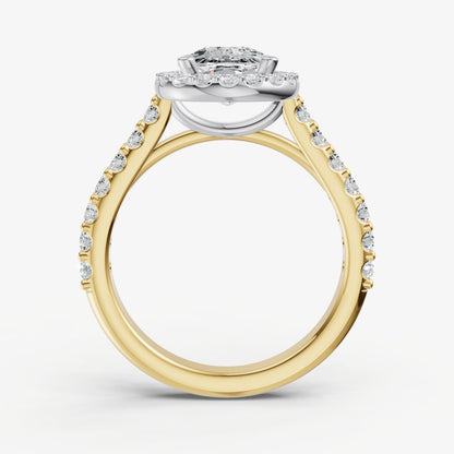 Old Miner Halo Solitaire Engagement Ring with Diamond Band