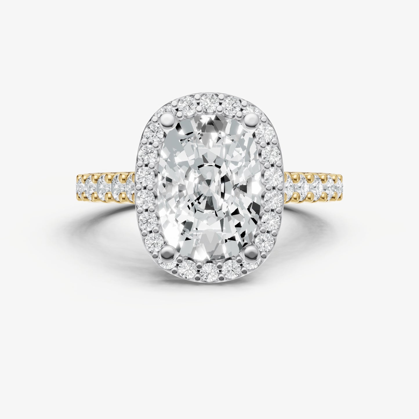 Old Miner Halo Solitaire Engagement Ring with Diamond Band