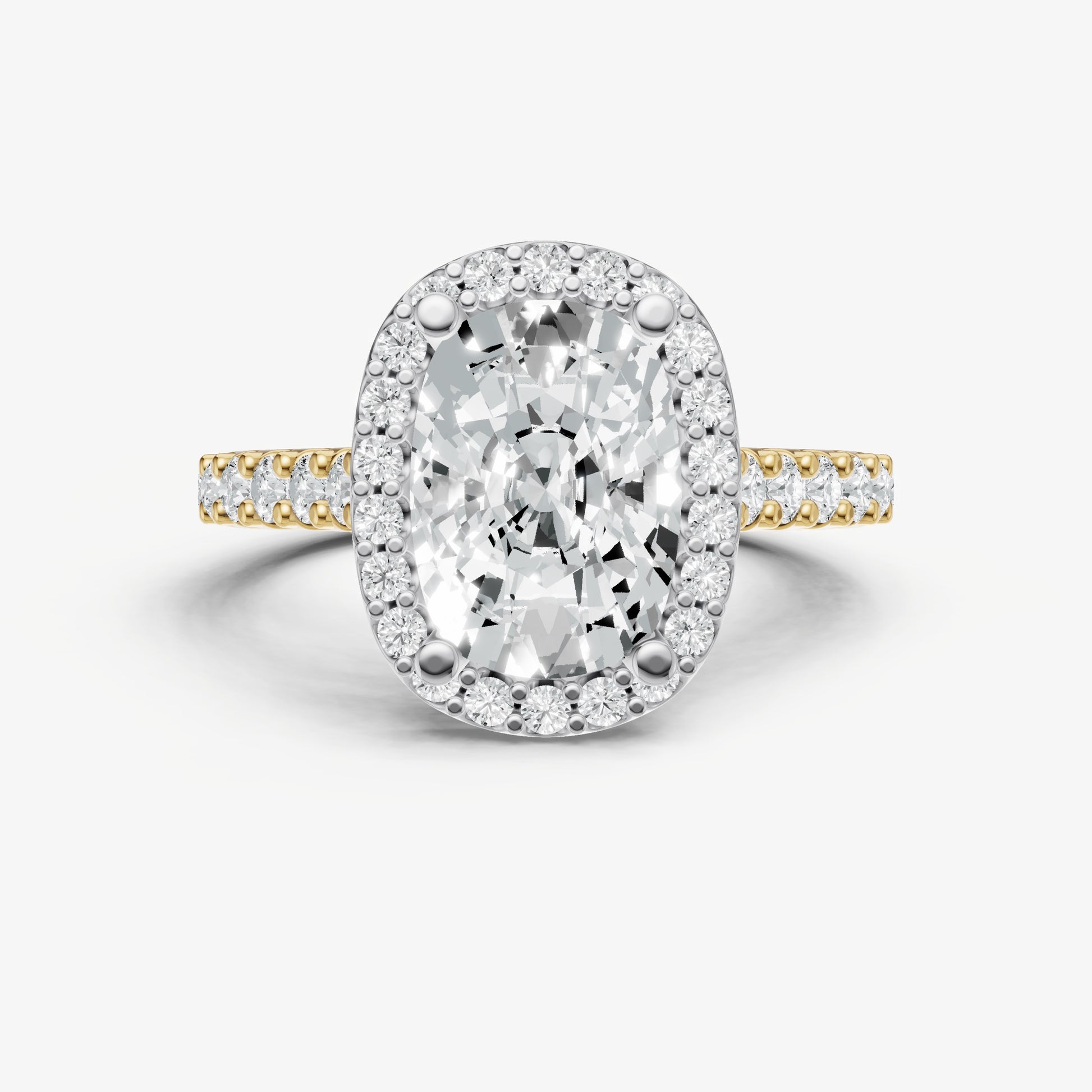 Old Miner Halo Solitaire Engagement Ring with Diamond Band