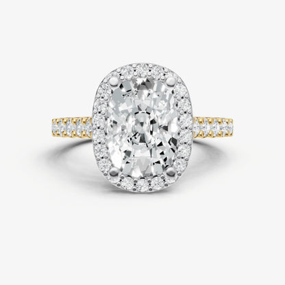 Old Miner Halo Solitaire Engagement Ring with Diamond Band