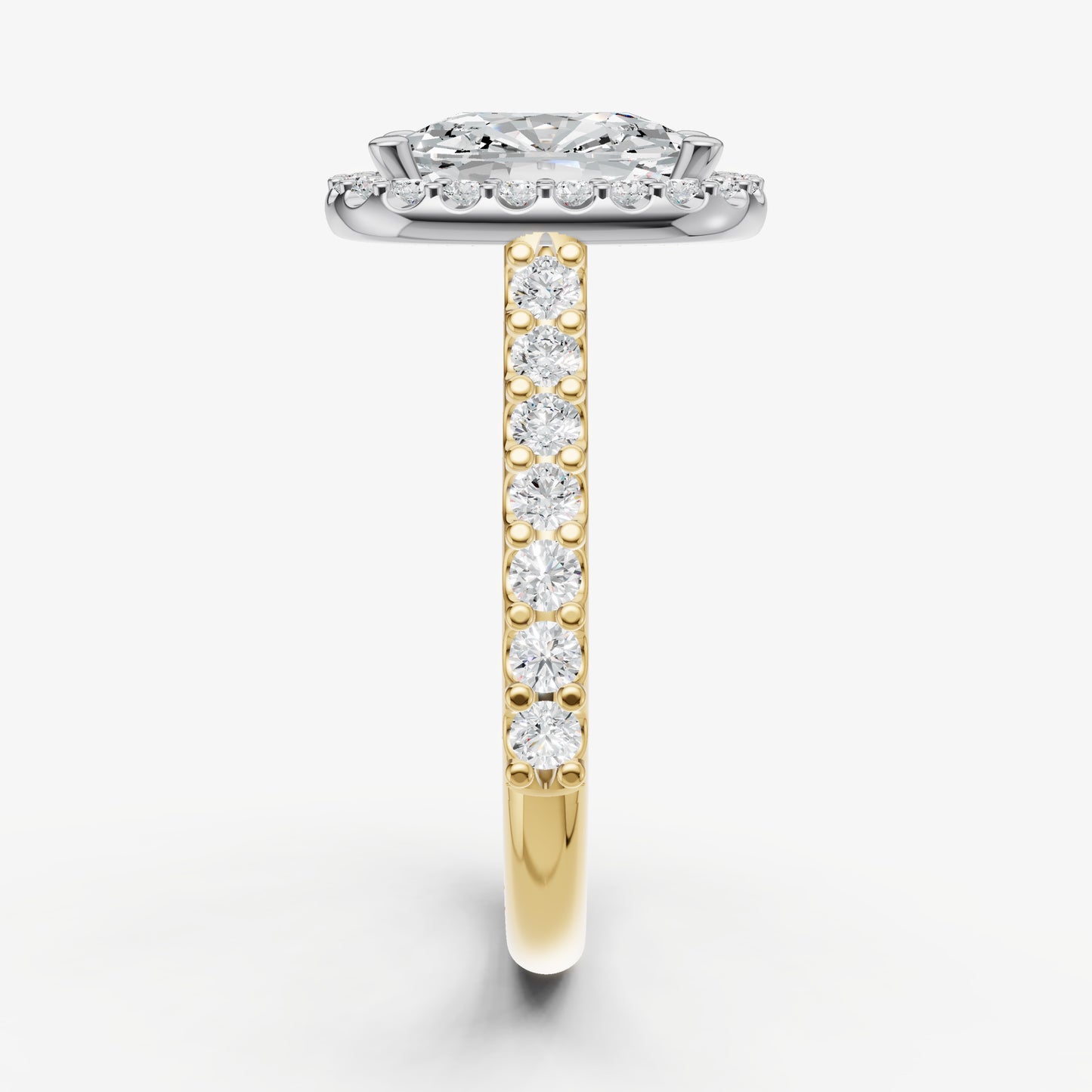 Old Miner Halo Solitaire Engagement Ring with Diamond Band