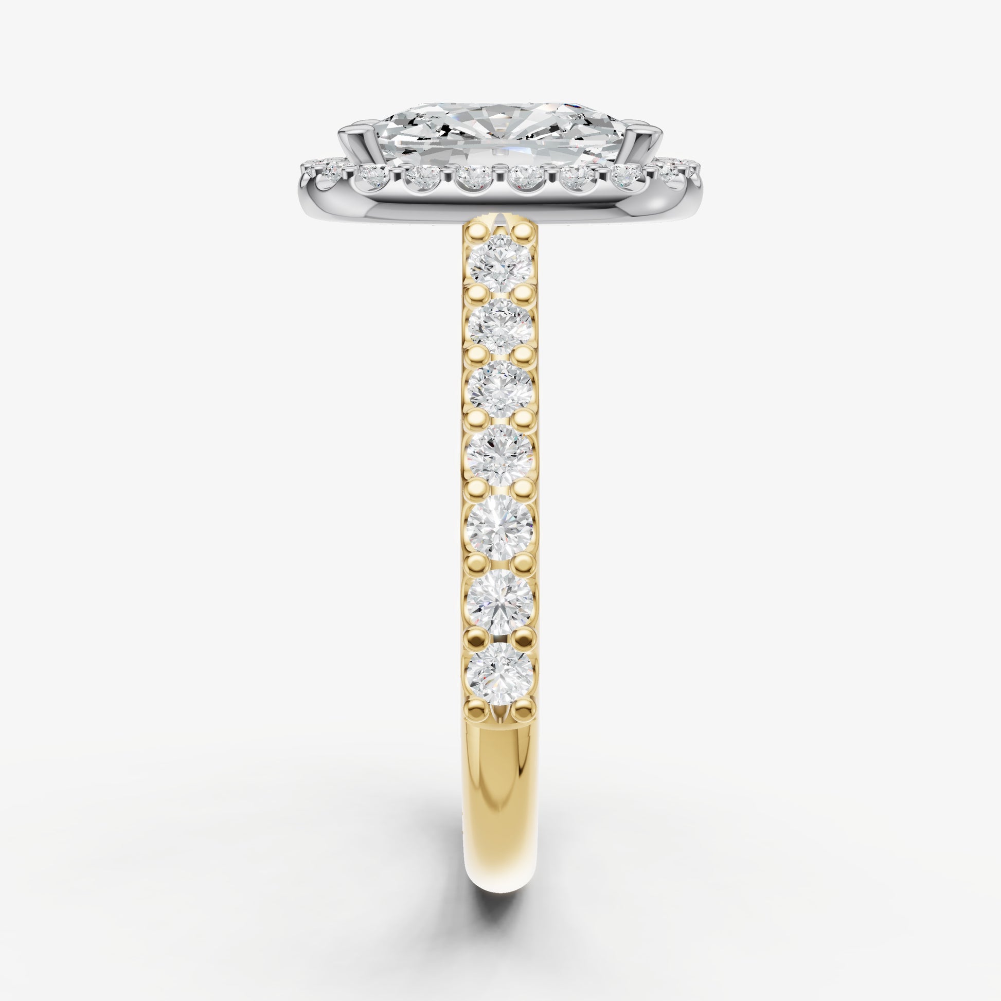 Old Miner Halo Solitaire Engagement Ring with Diamond Band