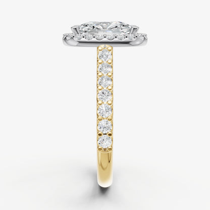 Old Miner Halo Solitaire Engagement Ring with Diamond Band