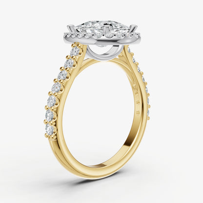 Old Miner Halo Solitaire Engagement Ring with Diamond Band