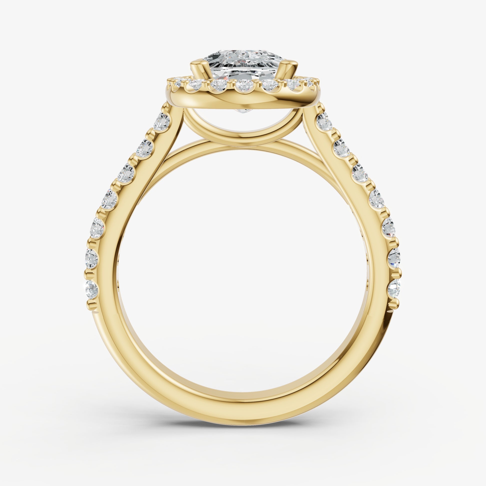 Old Miner Halo Solitaire Engagement Ring with Diamond Band