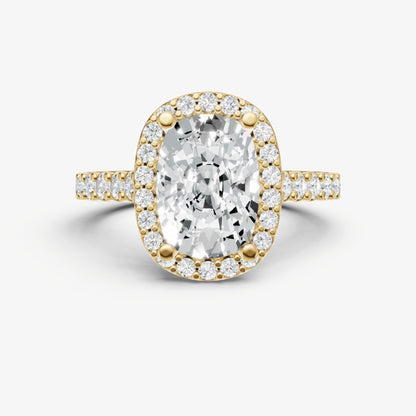Old Miner Halo Solitaire Engagement Ring with Diamond Band