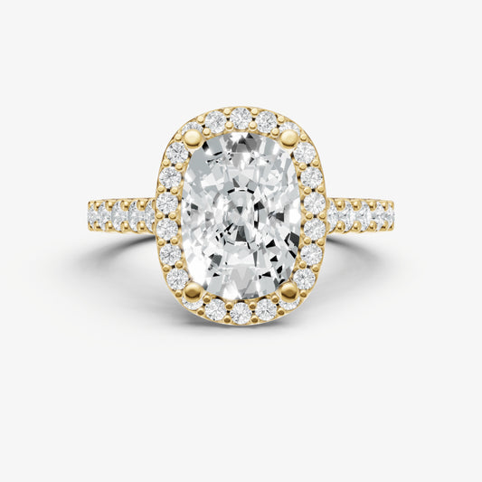 Old Miner Halo Solitaire Engagement Ring with Diamond Band
