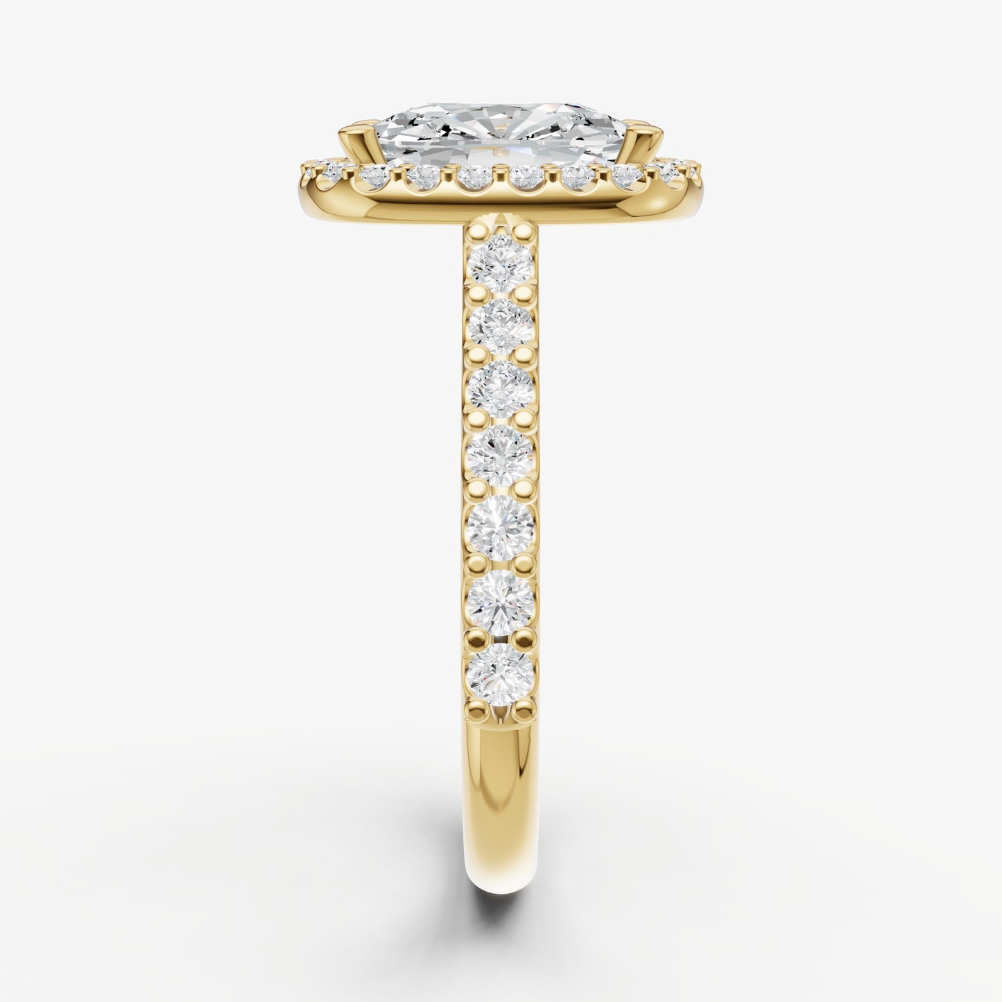 Old Miner Halo Solitaire Engagement Ring with Diamond Band