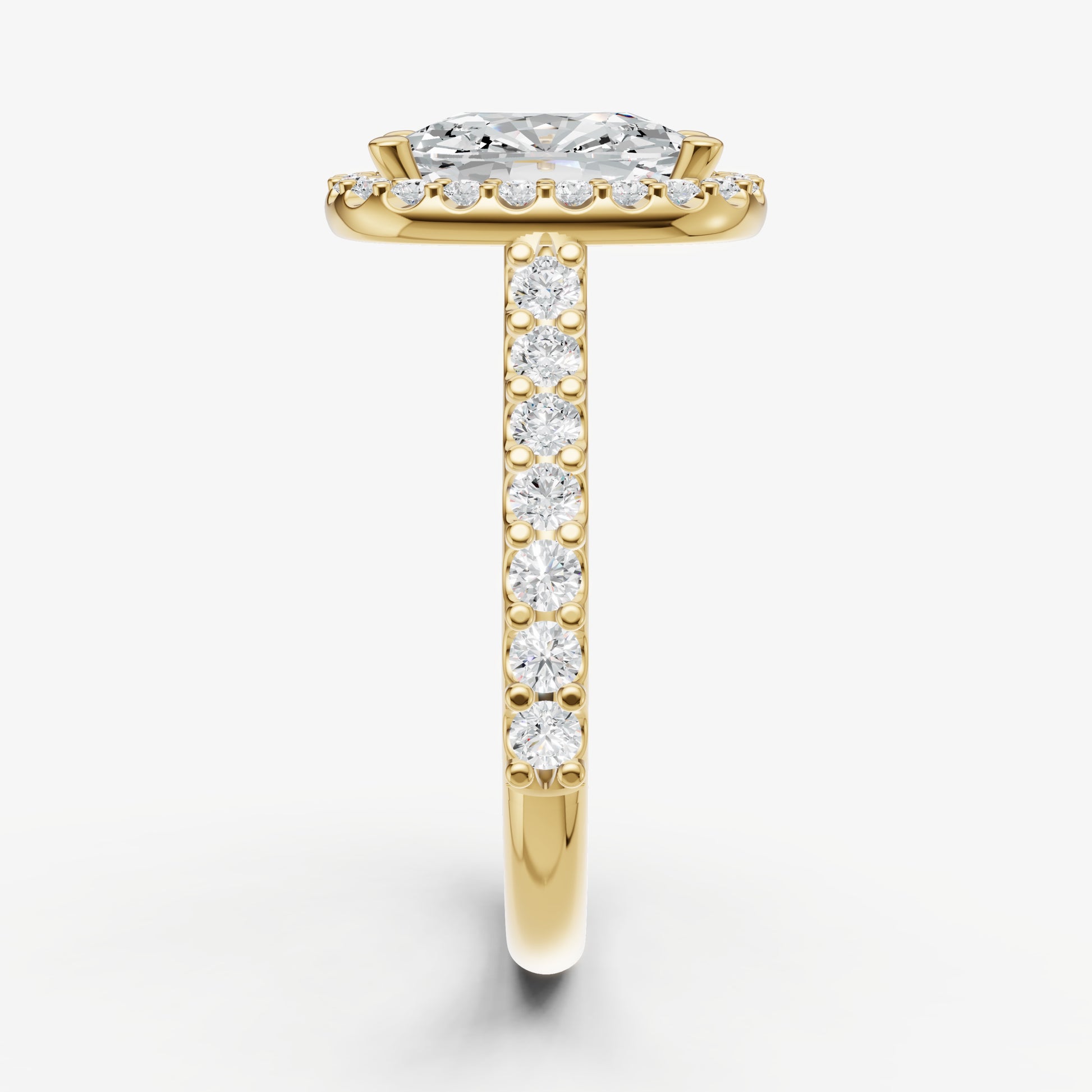 Old Miner Halo Solitaire Engagement Ring with Diamond Band
