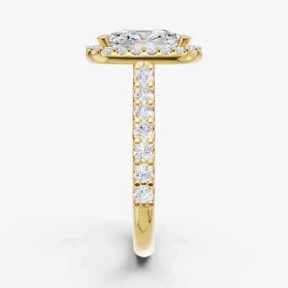 Old Miner Halo Solitaire Engagement Ring with Diamond Band