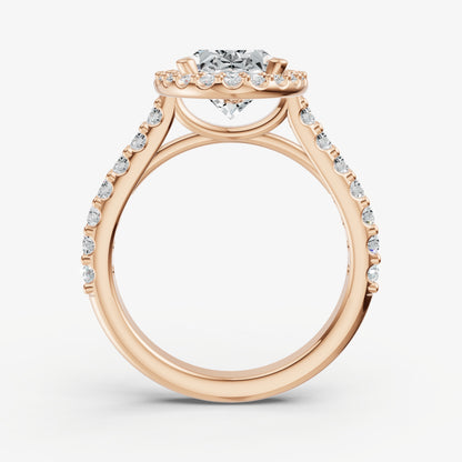 Oval Halo Solitaire Engagement Ring with Diamond Band