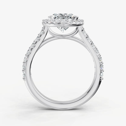 Oval Halo Solitaire Engagement Ring with Diamond Band