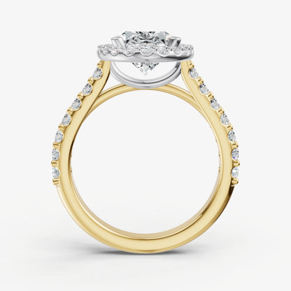 Oval Halo Solitaire Engagement Ring with Diamond Band
