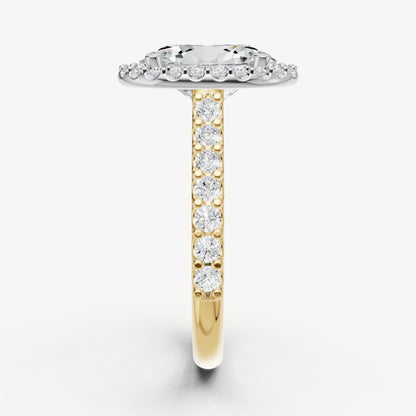 Oval Halo Solitaire Engagement Ring with Diamond Band
