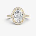 Oval Halo Solitaire Engagement Ring with Diamond Band