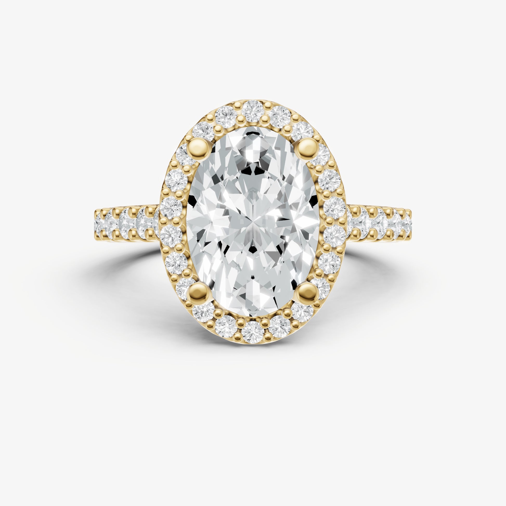 Oval Halo Solitaire Engagement Ring with Diamond Band