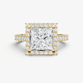 Princess Halo Solitaire Engagement Ring with Diamond Band