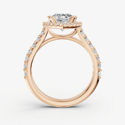Pear Halo Solitaire Engagement Ring with Diamond Band