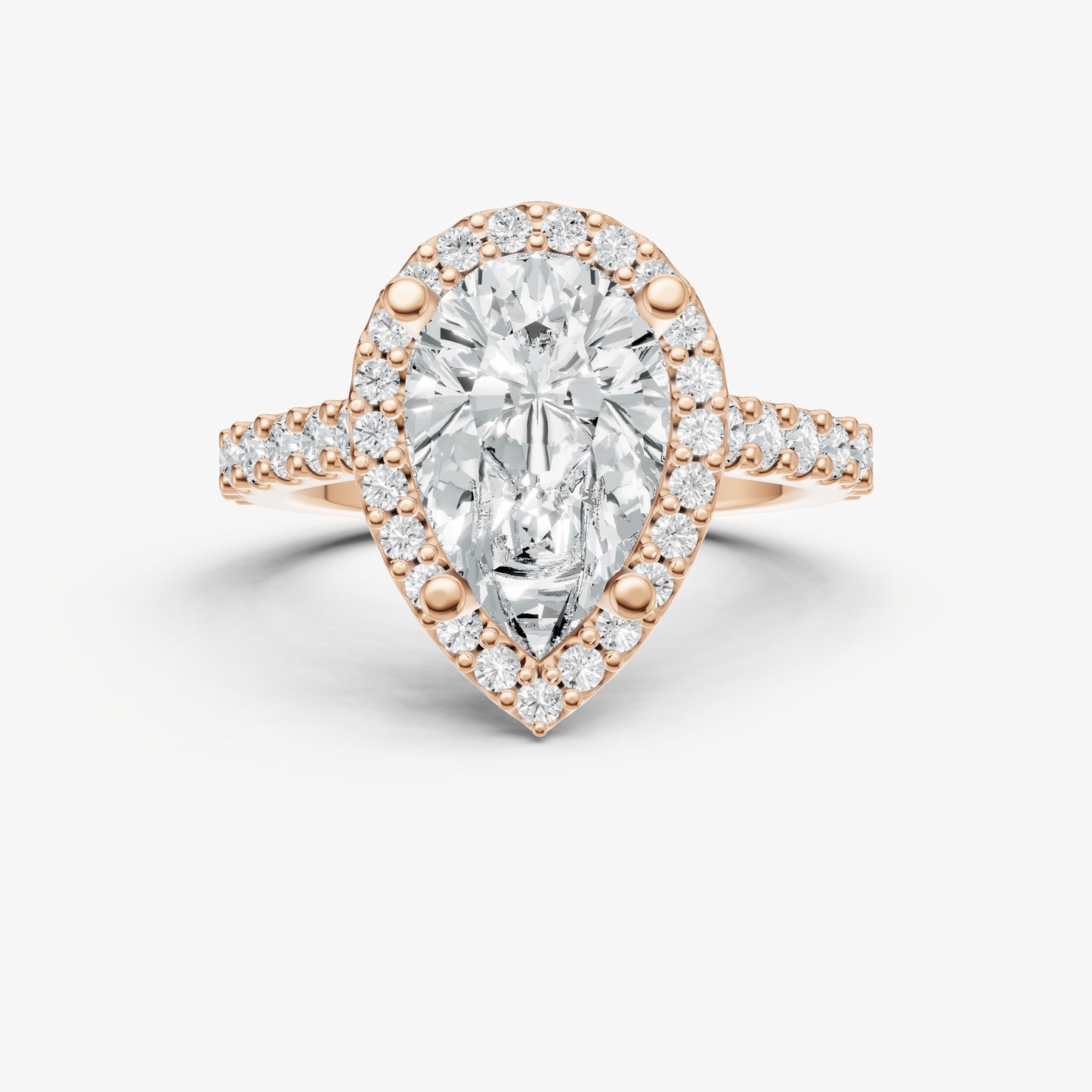 Pear Halo Solitaire Engagement Ring with Diamond Band