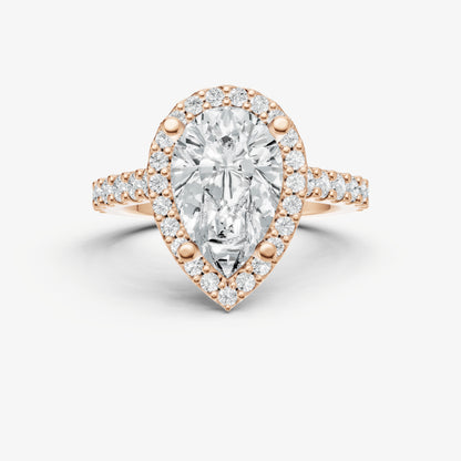 Pear Halo Solitaire Engagement Ring with Diamond Band