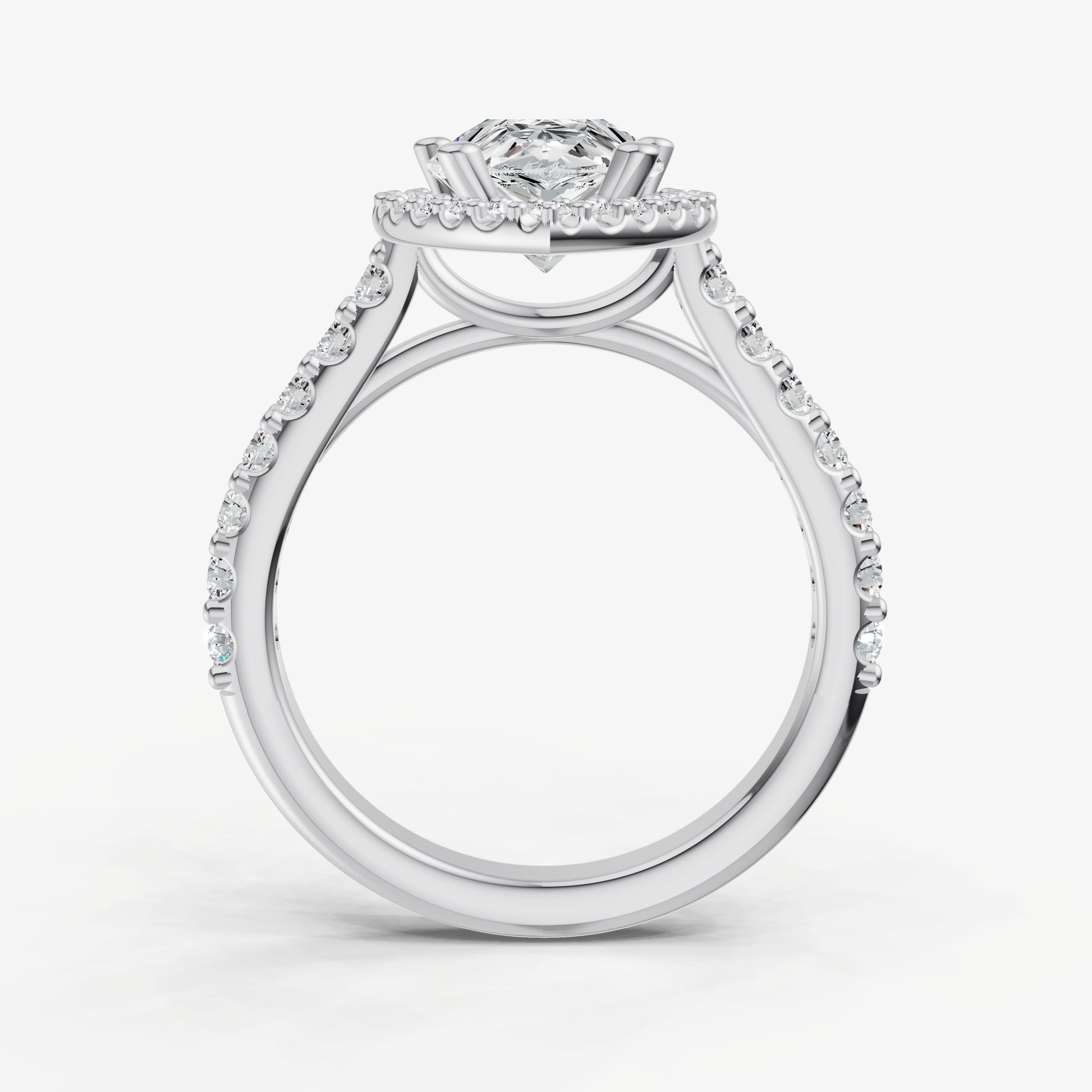 Pear Halo Solitaire Engagement Ring with Diamond Band