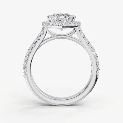 Pear Halo Solitaire Engagement Ring with Diamond Band