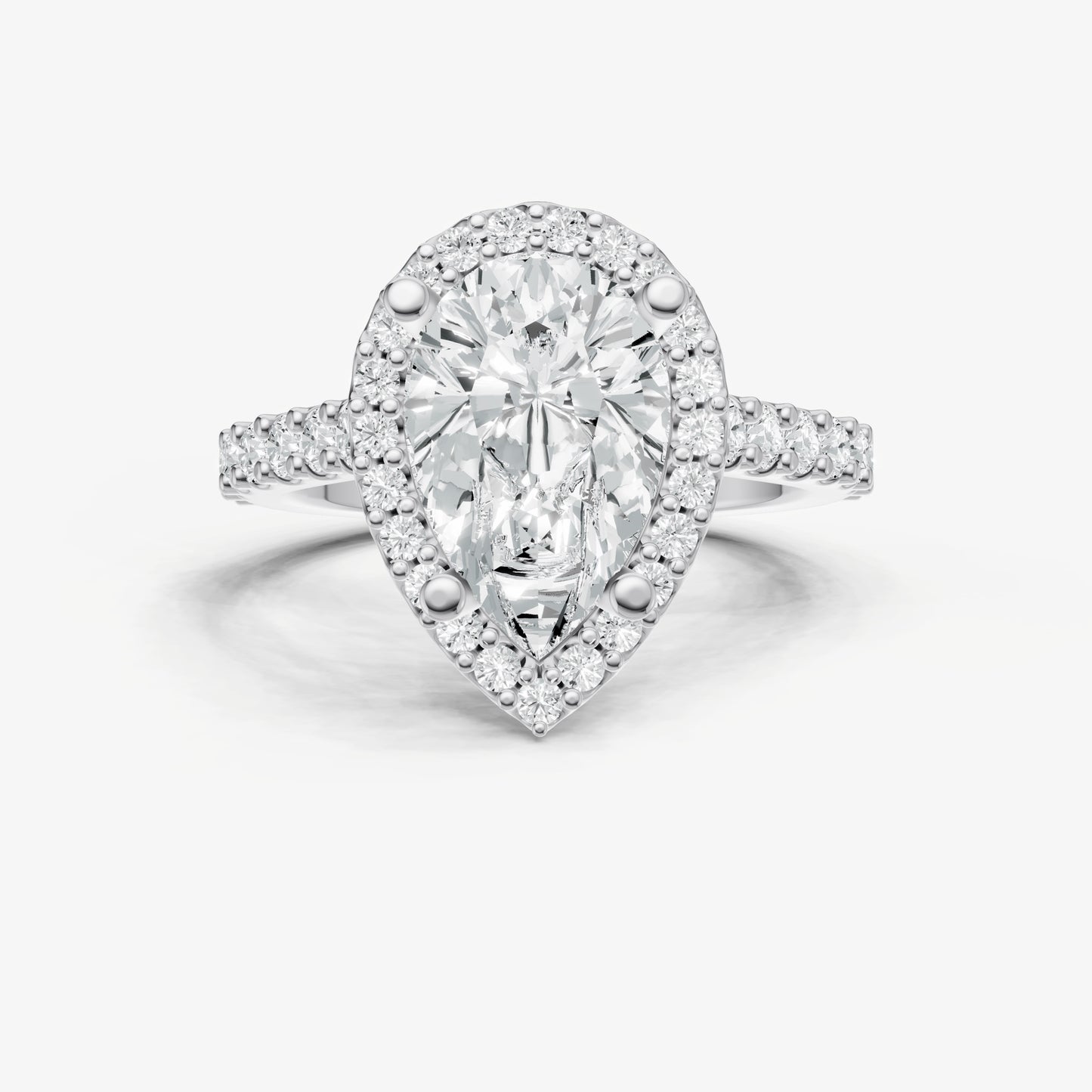 Pear Halo Solitaire Engagement Ring with Diamond Band