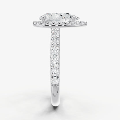 Pear Halo Solitaire Engagement Ring with Diamond Band