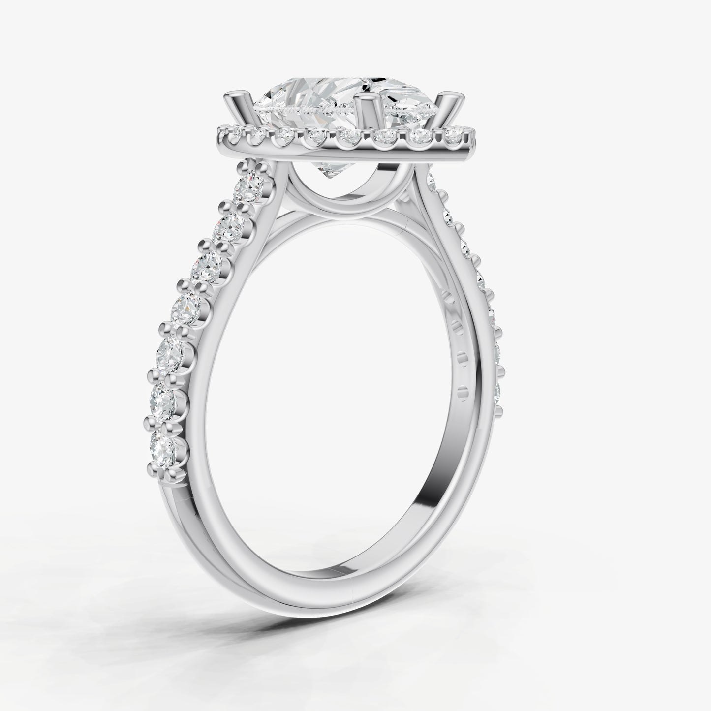 Pear Halo Solitaire Engagement Ring with Diamond Band