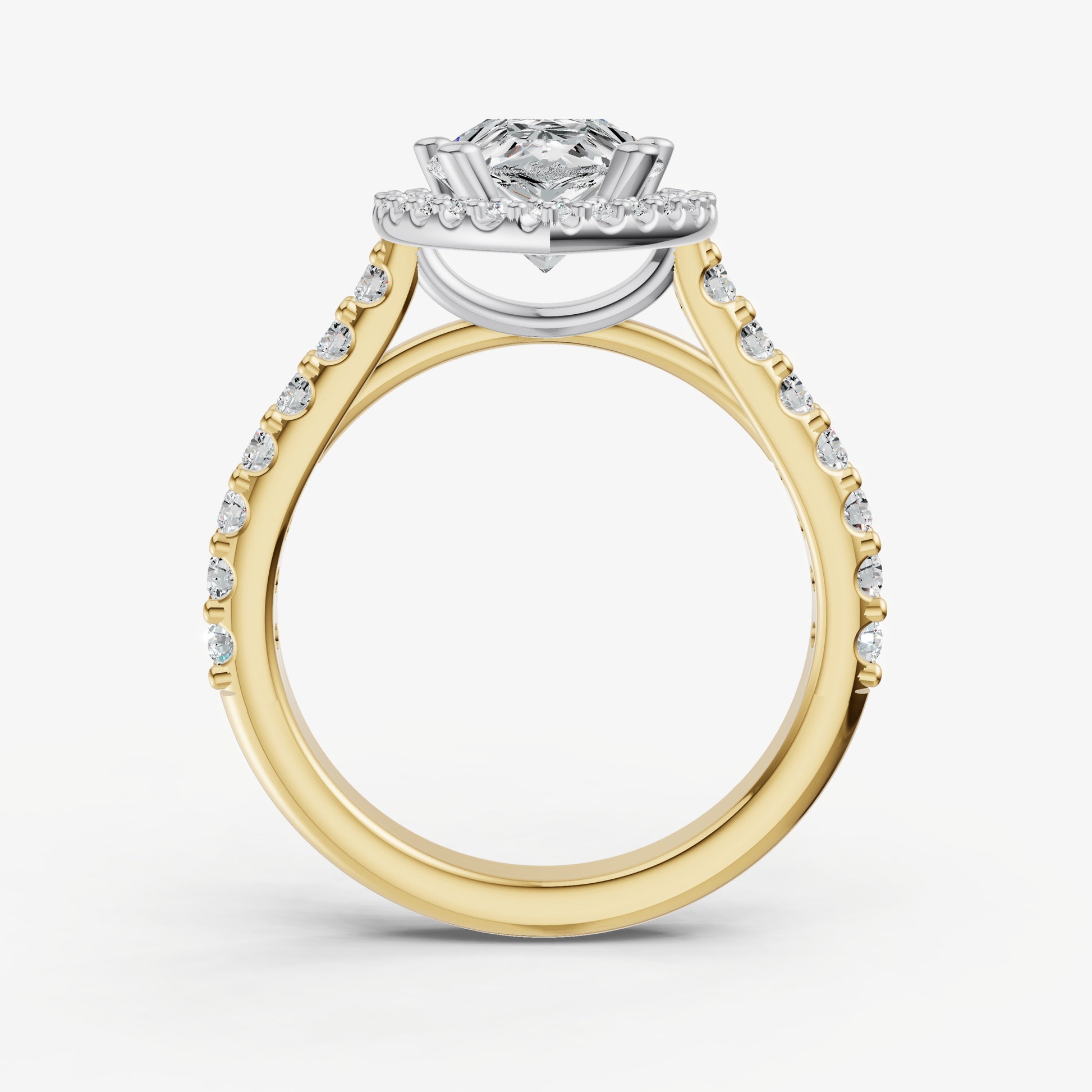 Pear Halo Solitaire Engagement Ring with Diamond Band