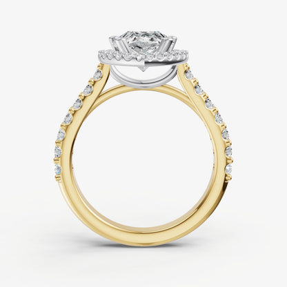 Pear Halo Solitaire Engagement Ring with Diamond Band