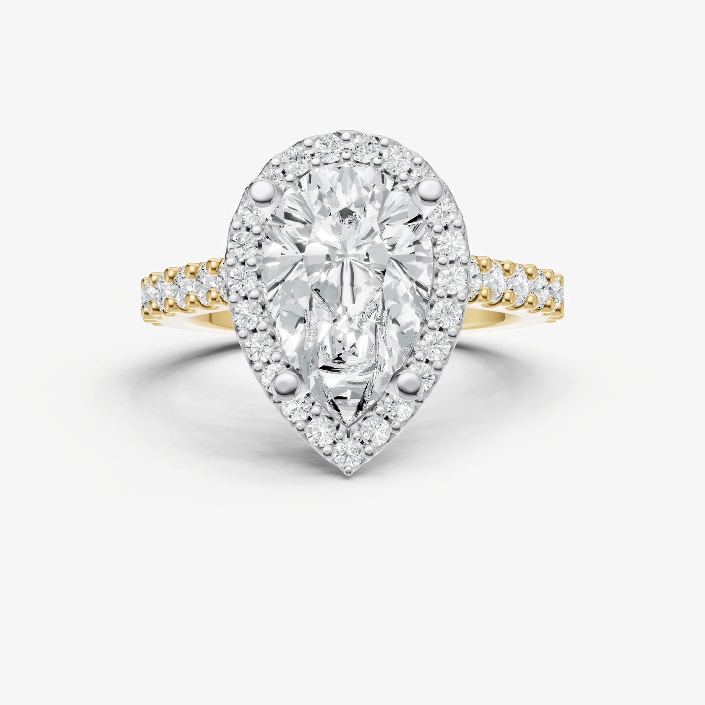 Pear Halo Solitaire Engagement Ring with Diamond Band