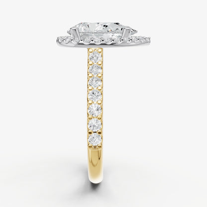 Pear Halo Solitaire Engagement Ring with Diamond Band