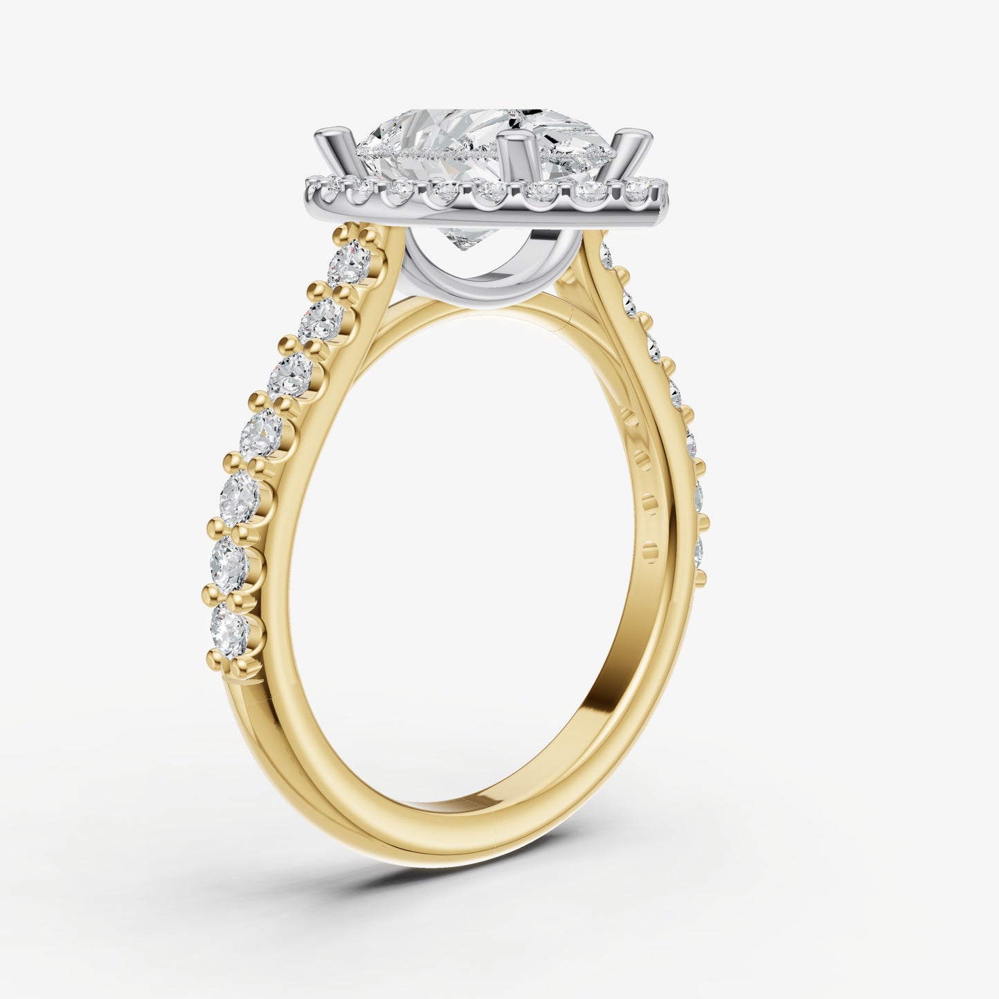 Pear Halo Solitaire Engagement Ring with Diamond Band